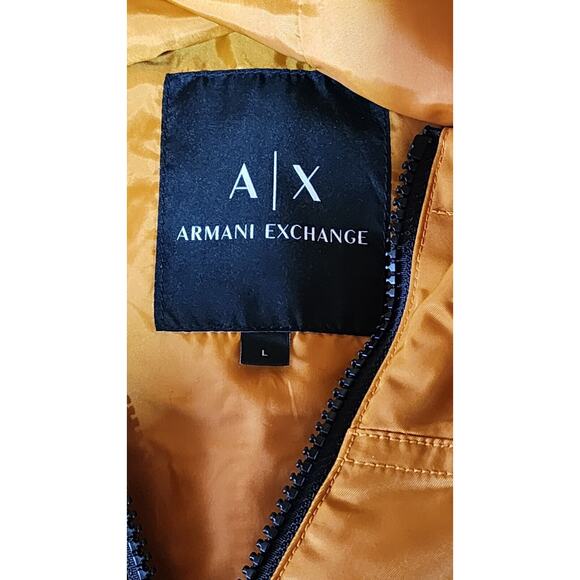A/X ARMANI EXCHANGE Men's Zip Up Stripe Detail Hooded Jacket Buckthorn Brown LG - Picture 5 of 7